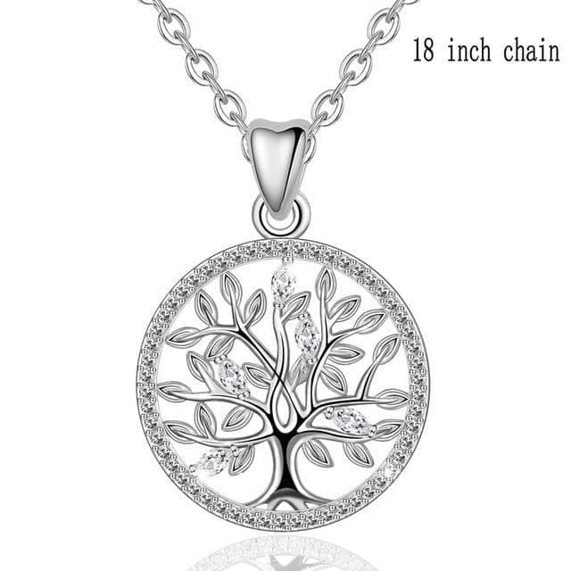 Pendant Necklaces add 18 inch chain / China EUDORA 925 Sterling Silver Tree of Life Necklace Oak Tree CZ Pendant Nature Jewelry the Bride Gift Birthday Party best Gift D401|Pendant Necklaces| Ancient Treasures Ancientreasures Viking Odin Thor Mjolnir Celtic Ancient Egypt Norse Norse Mythology