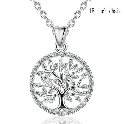 Pendant Necklaces add 18 inch chain / China EUDORA 925 Sterling Silver Tree of Life Necklace Oak Tree CZ Pendant Nature Jewelry the Bride Gift Birthday Party best Gift D401|Pendant Necklaces| Ancient Treasures Ancientreasures Viking Odin Thor Mjolnir Celtic Ancient Egypt Norse Norse Mythology