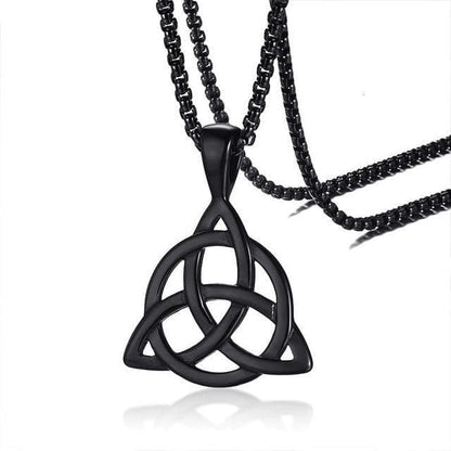 Pendant Necklaces black Lucky Triquetra Trinity Knot Charm Pendant Necklace Stainless Steel Irish Jewelry for Men Unisex|Pendant Necklaces| Ancient Treasures Ancientreasures Viking Odin Thor Mjolnir Celtic Ancient Egypt Norse Norse Mythology