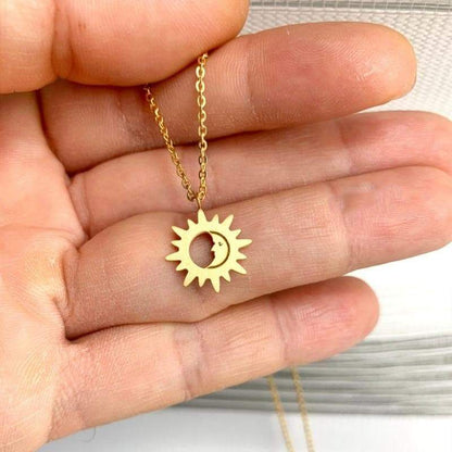 Pendant Necklaces Boho Jewelry Moon And Sun Pendant Necklace Retro Long Sweater Chain Human Face Crescent Collier Femme Stainless Steel Collares|Pendant Necklaces| Ancient Treasures Ancientreasures Viking Odin Thor Mjolnir Celtic Ancient Egypt Norse Norse Mythology