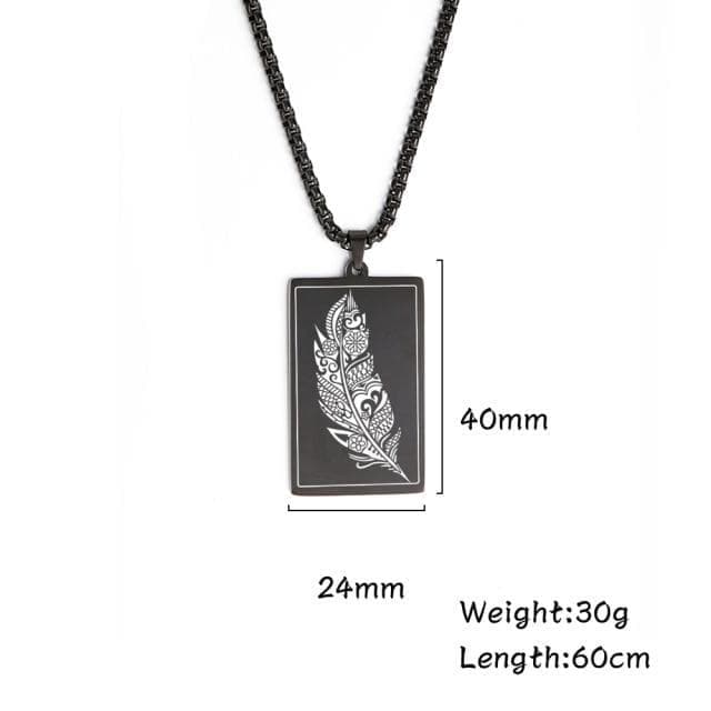 Pendant Necklaces Box Chain Black My Shape Feather Plumage Print Pendant Necklace for Men Women Stainless Steel Necklace Fashion Jewelry Link Chain Birthday Gift|Pendant Necklaces| Ancient Treasures Ancientreasures Viking Odin Thor Mjolnir Celtic Ancient Egypt Norse Norse Mythology