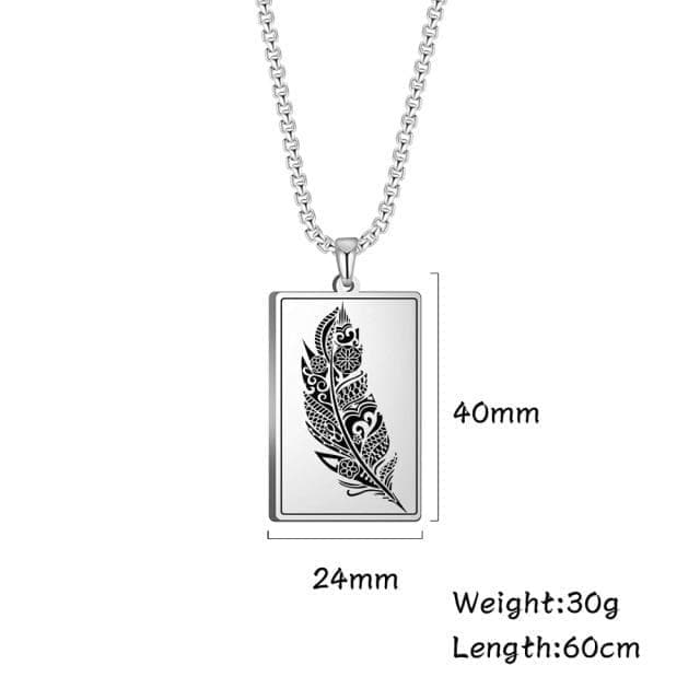 Pendant Necklaces Box Chain Steel My Shape Feather Plumage Print Pendant Necklace for Men Women Stainless Steel Necklace Fashion Jewelry Link Chain Birthday Gift|Pendant Necklaces| Ancient Treasures Ancientreasures Viking Odin Thor Mjolnir Celtic Ancient Egypt Norse Norse Mythology