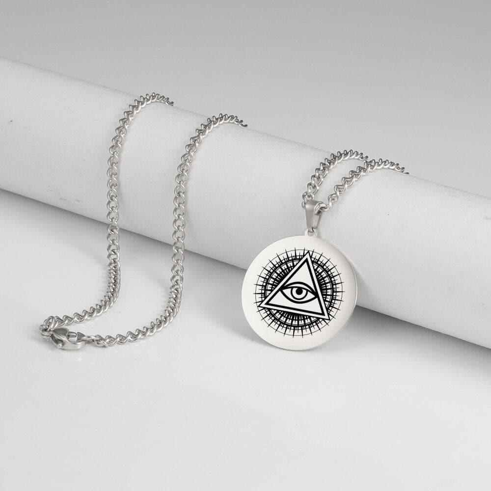 Pendant Necklaces Dawapara All Seeing Eye Pendant Necklace The Eye of Providence Jewelry Stainless Steel Religion Jewelry|Pendant Necklaces| Ancient Treasures Ancientreasures Viking Odin Thor Mjolnir Celtic Ancient Egypt Norse Norse Mythology