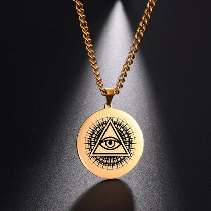 Pendant Necklaces Dawapara All Seeing Eye Pendant Necklace The Eye of Providence Jewelry Stainless Steel Religion Jewelry|Pendant Necklaces| Ancient Treasures Ancientreasures Viking Odin Thor Mjolnir Celtic Ancient Egypt Norse Norse Mythology