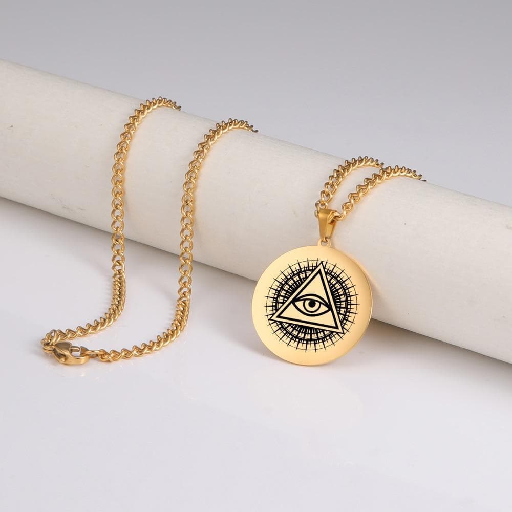 Pendant Necklaces Dawapara All Seeing Eye Pendant Necklace The Eye of Providence Jewelry Stainless Steel Religion Jewelry|Pendant Necklaces| Ancient Treasures Ancientreasures Viking Odin Thor Mjolnir Celtic Ancient Egypt Norse Norse Mythology