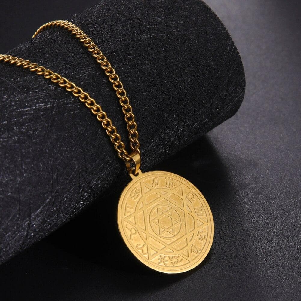 Pendant Necklaces Dawapara Talisman Seal Solomon Six Pointed Star Pendants Necklace 12 Constellation Hexagram Stainless Steel Men Amulet Necklace|Pendant Necklaces| Ancient Treasures Ancientreasures Viking Odin Thor Mjolnir Celtic Ancient Egypt Norse Norse Mythology