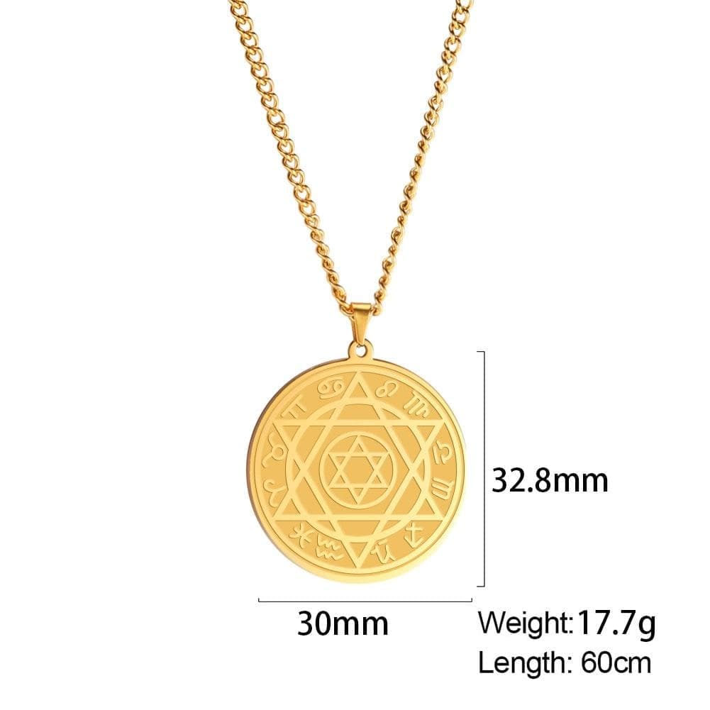 Pendant Necklaces Dawapara Talisman Seal Solomon Six Pointed Star Pendants Necklace 12 Constellation Hexagram Stainless Steel Men Amulet Necklace|Pendant Necklaces| Ancient Treasures Ancientreasures Viking Odin Thor Mjolnir Celtic Ancient Egypt Norse Norse Mythology