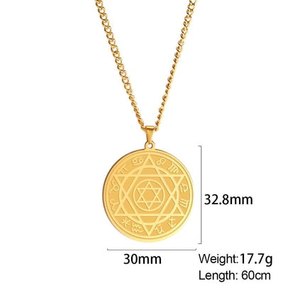 Pendant Necklaces Dawapara Talisman Seal Solomon Six Pointed Star Pendants Necklace 12 Constellation Hexagram Stainless Steel Men Amulet Necklace|Pendant Necklaces| Ancient Treasures Ancientreasures Viking Odin Thor Mjolnir Celtic Ancient Egypt Norse Norse Mythology