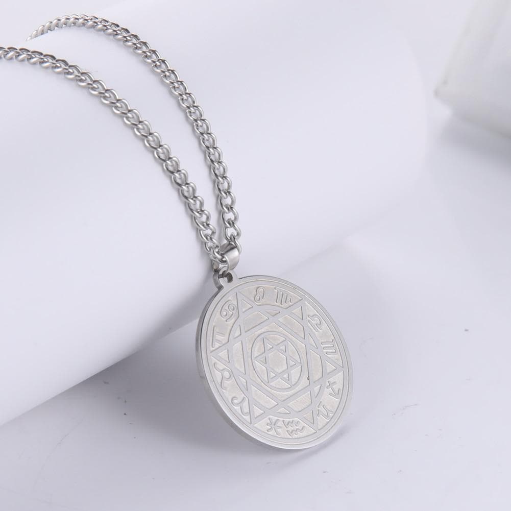 Pendant Necklaces Dawapara Talisman Seal Solomon Six Pointed Star Pendants Necklace 12 Constellation Hexagram Stainless Steel Men Amulet Necklace|Pendant Necklaces| Ancient Treasures Ancientreasures Viking Odin Thor Mjolnir Celtic Ancient Egypt Norse Norse Mythology