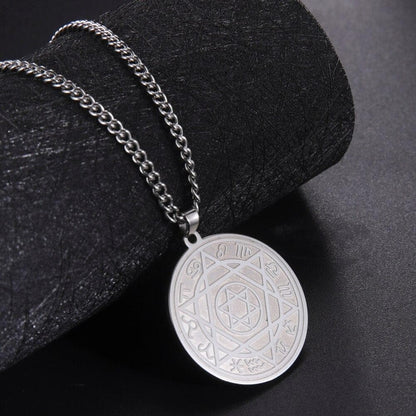 Pendant Necklaces Dawapara Talisman Seal Solomon Six Pointed Star Pendants Necklace 12 Constellation Hexagram Stainless Steel Men Amulet Necklace|Pendant Necklaces| Ancient Treasures Ancientreasures Viking Odin Thor Mjolnir Celtic Ancient Egypt Norse Norse Mythology