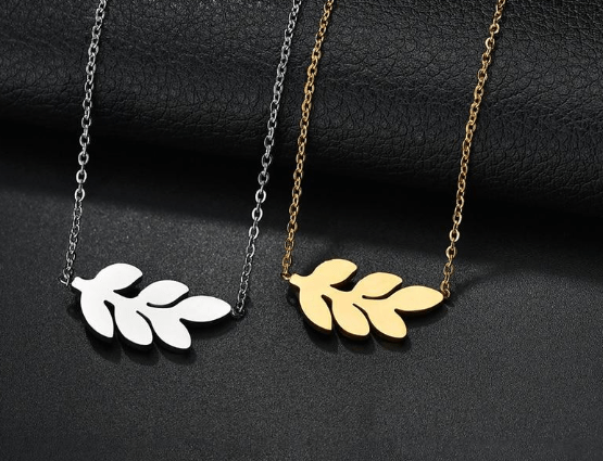Pendant Necklaces ELSEMOOD Tiny Leaf Mental Necklace Steel Gold 316L Stainless Steel Olive Branch Pendant Necklaces for Women Birthday Jewelry|Pendant Necklaces| Ancient Treasures Ancientreasures Viking Odin Thor Mjolnir Celtic Ancient Egypt Norse Norse Mythology