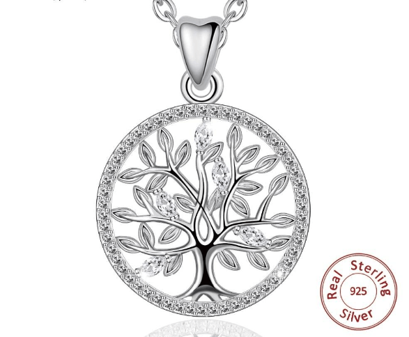 Pendant Necklaces EUDORA 925 Sterling Silver Tree of Life Necklace Oak Tree CZ Pendant Nature Jewelry the Bride Gift Birthday Party best Gift D401|Pendant Necklaces| Ancient Treasures Ancientreasures Viking Odin Thor Mjolnir Celtic Ancient Egypt Norse Norse Mythology