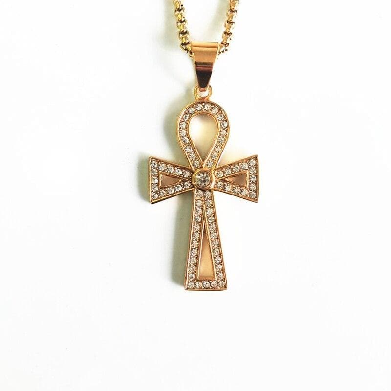 Pendant Necklaces Gold Cross Pendant Necklace for Men Boy Anka Egypt Glossy Men's 316L Stainless Steel Necklaces Egyptian Amulet Male Jewelry|Pendant Necklaces| Ancient Treasures Ancientreasures Viking Odin Thor Mjolnir Celtic Ancient Egypt Norse Norse Mythology