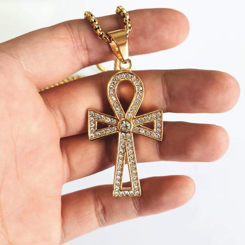 Pendant Necklaces Gold Cross Pendant Necklace for Men Boy Anka Egypt Glossy Men's 316L Stainless Steel Necklaces Egyptian Amulet Male Jewelry|Pendant Necklaces| Ancient Treasures Ancientreasures Viking Odin Thor Mjolnir Celtic Ancient Egypt Norse Norse Mythology