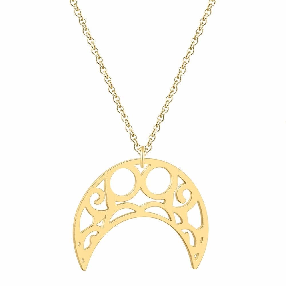Wiccan Moon Solid Stainless Steel Necklace
