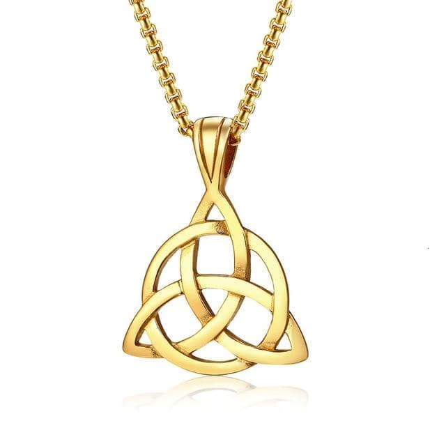 Pendant Necklaces gold Lucky Triquetra Trinity Knot Charm Pendant Necklace Stainless Steel Irish Jewelry for Men Unisex|Pendant Necklaces| Ancient Treasures Ancientreasures Viking Odin Thor Mjolnir Celtic Ancient Egypt Norse Norse Mythology