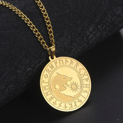Pendant Necklaces Gold Plated 316L Stainless Nordic Runes Viking Wolf Fenrir Pendant Necklace for Men Norse Wolves Engraved Amulet Chains Jewelry|Pendant Necklaces| Ancient Treasures Ancientreasures Viking Odin Thor Mjolnir Celtic Ancient Egypt Norse Norse Mythology