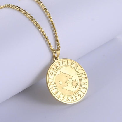 Pendant Necklaces Gold Plated 316L Stainless Nordic Runes Viking Wolf Fenrir Pendant Necklace for Men Norse Wolves Engraved Amulet Chains Jewelry|Pendant Necklaces| Ancient Treasures Ancientreasures Viking Odin Thor Mjolnir Celtic Ancient Egypt Norse Norse Mythology