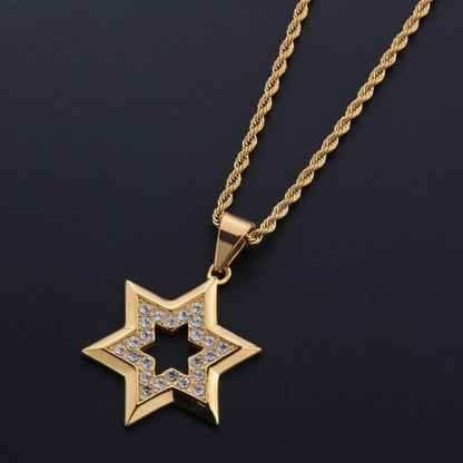 Pendant Necklaces Hip Hop Bling Iced Out Rhinestone Gold Stainless Steel Jewish Star of David Hexagram Pendant Necklace for Men Rapper Jewelry|Pendant Necklaces| Ancient Treasures Ancientreasures Viking Odin Thor Mjolnir Celtic Ancient Egypt Norse Norse Mythology