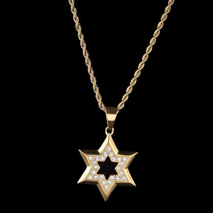 Pendant Necklaces Hip Hop Bling Iced Out Rhinestone Gold Stainless Steel Jewish Star of David Hexagram Pendant Necklace for Men Rapper Jewelry|Pendant Necklaces| Ancient Treasures Ancientreasures Viking Odin Thor Mjolnir Celtic Ancient Egypt Norse Norse Mythology