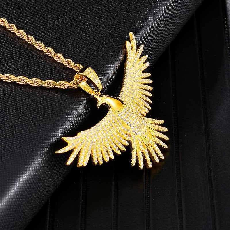 Pendant Necklaces Hip Hop Full Iced Out Bling eagle Rhinestone Rope Chain Gold Color Pendants & Necklaces For Men Jewelry Dropshipping|Pendant Necklaces| Ancient Treasures Ancientreasures Viking Odin Thor Mjolnir Celtic Ancient Egypt Norse Norse Mythology