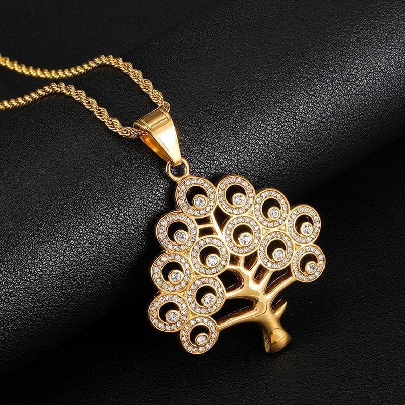 Pendant Necklaces Hip Hop Tree Iced Out Bling Stainess Steel Necklaces & Pendants For Men Jewelry Charm With Chains|Pendant Necklaces| Ancient Treasures Ancientreasures Viking Odin Thor Mjolnir Celtic Ancient Egypt Norse Norse Mythology