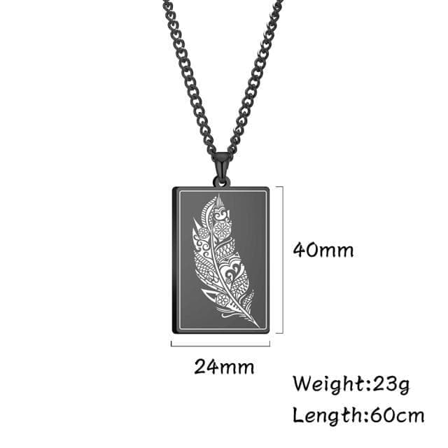 Pendant Necklaces Link Chain Black My Shape Feather Plumage Print Pendant Necklace for Men Women Stainless Steel Necklace Fashion Jewelry Link Chain Birthday Gift|Pendant Necklaces| Ancient Treasures Ancientreasures Viking Odin Thor Mjolnir Celtic Ancient Egypt Norse Norse Mythology