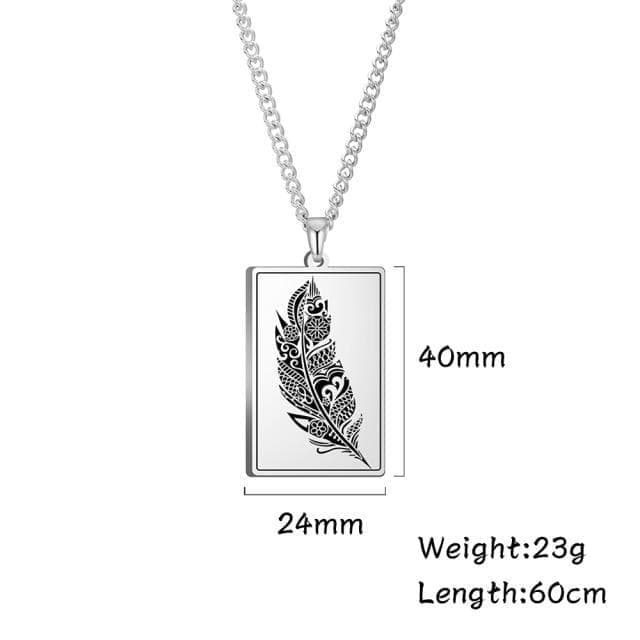 Pendant Necklaces Link Chain Steel My Shape Feather Plumage Print Pendant Necklace for Men Women Stainless Steel Necklace Fashion Jewelry Link Chain Birthday Gift|Pendant Necklaces| Ancient Treasures Ancientreasures Viking Odin Thor Mjolnir Celtic Ancient Egypt Norse Norse Mythology