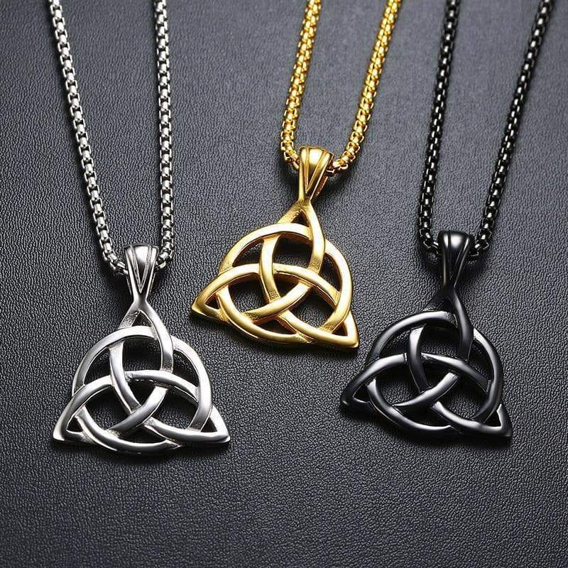 Pendant Necklaces Lucky Triquetra Trinity Knot Charm Pendant Necklace Stainless Steel Irish Jewelry for Men Unisex|Pendant Necklaces| Ancient Treasures Ancientreasures Viking Odin Thor Mjolnir Celtic Ancient Egypt Norse Norse Mythology