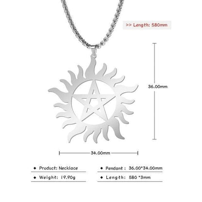 Pendant Necklaces Men Skyrim Stainless Steel Shining Sun Pentagram Pendant Necklace Supernatural Dean Statement Box Chain Necklaces Jewelry Women Men|Pendant Necklaces| Ancient Treasures Ancientreasures Viking Odin Thor Mjolnir Celtic Ancient Egypt Norse Norse Mythology