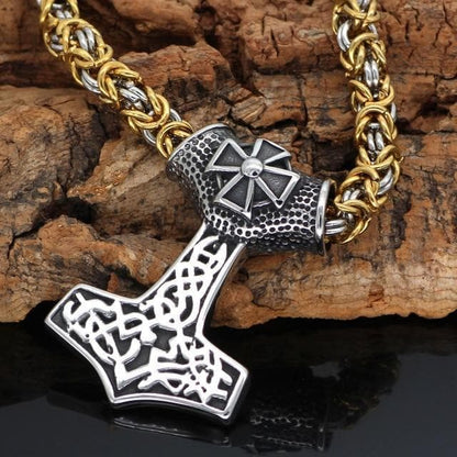 Pendant Necklaces Metal-chain / 60cm Viking Celtic Cross Hammer Stainless Steel Necklace Ancient Treasures Ancientreasures Viking Odin Thor Mjolnir Celtic Ancient Egypt Norse Norse Mythology