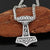 Vikings Thor Hammer Mjolnir Raven Head Stainless Steel Necklace