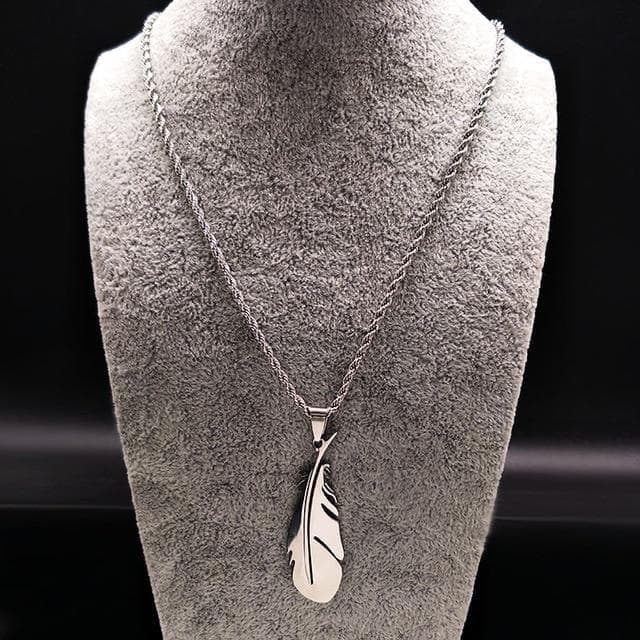 Pendant Necklaces Metal Native American Feather Solid Stainless Steel Necklace Ancient Treasures Ancientreasures Viking Odin Thor Mjolnir Celtic Ancient Egypt Norse Norse Mythology