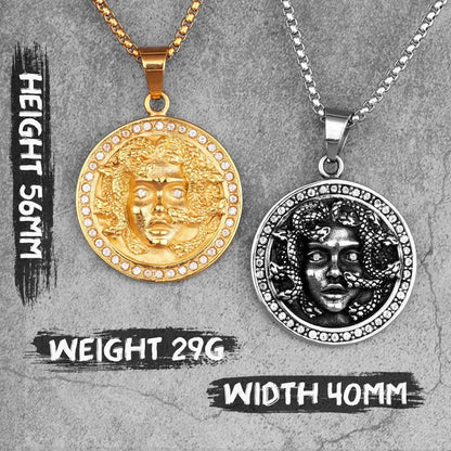 Pendant Necklaces Mythology Snake Hair Medusa Banshee Stainless Steel Men Necklaces Pendants Chain for Boy Male Jewelry Creativity Gift Wholesale|Pendant Necklaces| Ancient Treasures Ancientreasures Viking Odin Thor Mjolnir Celtic Ancient Egypt Norse Norse Mythology