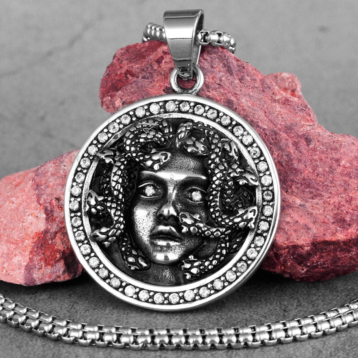 Pendant Necklaces Mythology Snake Hair Medusa Banshee Stainless Steel Men Necklaces Pendants Chain for Boy Male Jewelry Creativity Gift Wholesale|Pendant Necklaces| Ancient Treasures Ancientreasures Viking Odin Thor Mjolnir Celtic Ancient Egypt Norse Norse Mythology