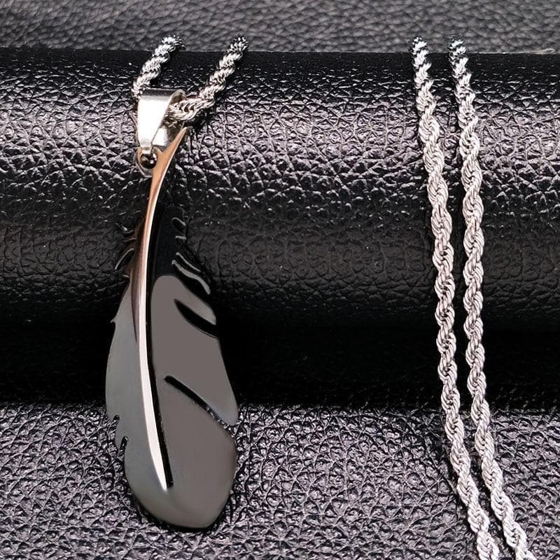 Pendant Necklaces Native American Feather Solid Stainless Steel Necklace Ancient Treasures Ancientreasures Viking Odin Thor Mjolnir Celtic Ancient Egypt Norse Norse Mythology