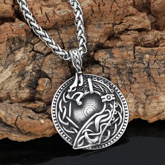 Pendant Necklaces Nordic Viking amulet drgon dreki Jormungand Knot pendant necklace stainless steel with valknut rune gift bag