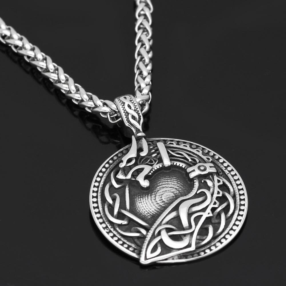 Pendant Necklaces Nordic Viking amulet drgon dreki Jormungand Knot pendant necklace stainless steel with valknut rune gift bag