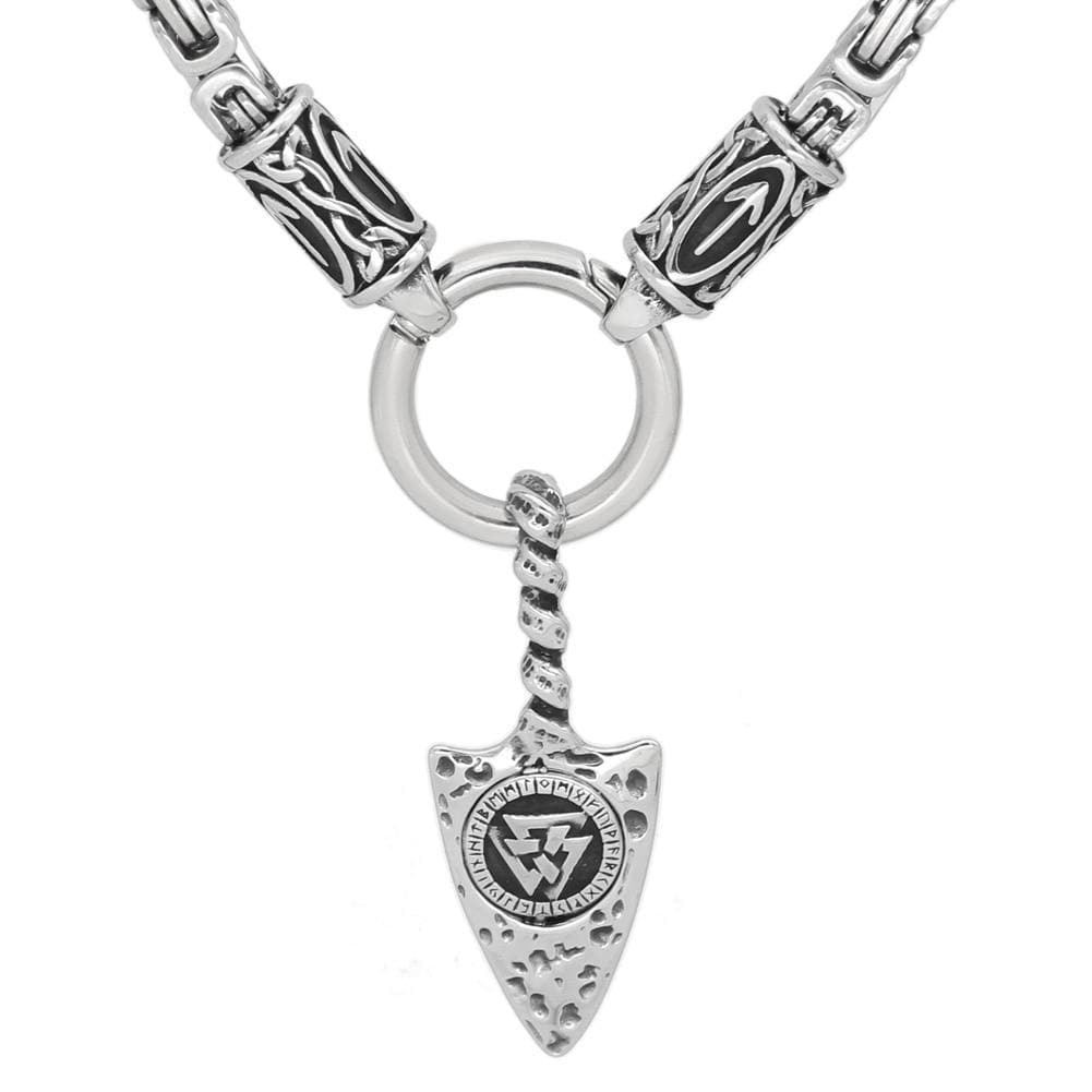 Pendant Necklaces Nordic viking rune with Gungnir Amulet Stainless steel Valknut Rune pendant necklace  king chain with valknut gift bag