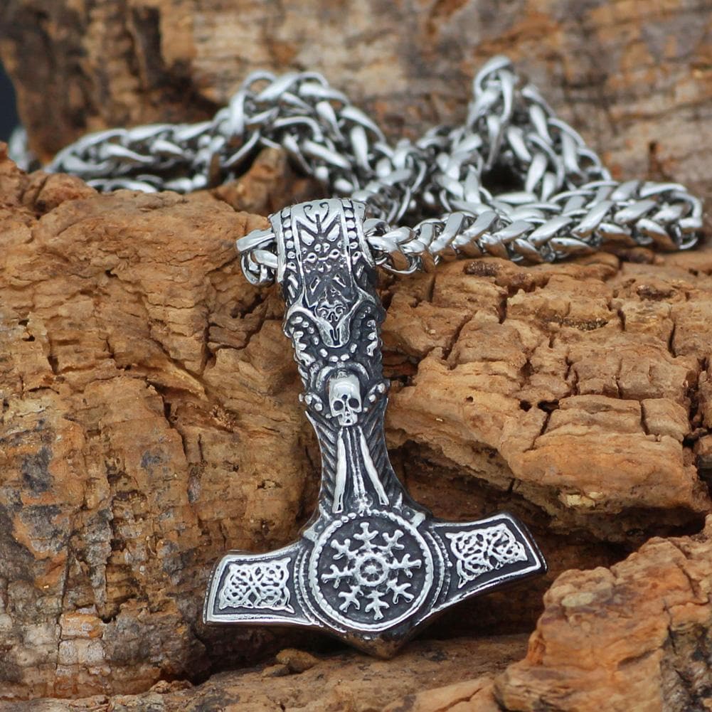 Pendant Necklaces Nordic Viking Skull Helm of Awe Necklace