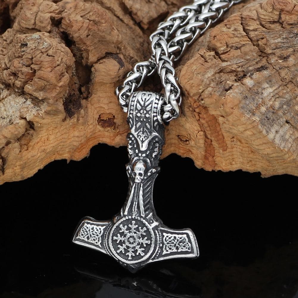 Pendant Necklaces Nordic Viking Skull Helm of Awe Necklace