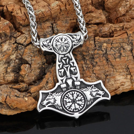 Pendant Necklaces Nordic Viking Vegvisir Hammer Pendant Necklace