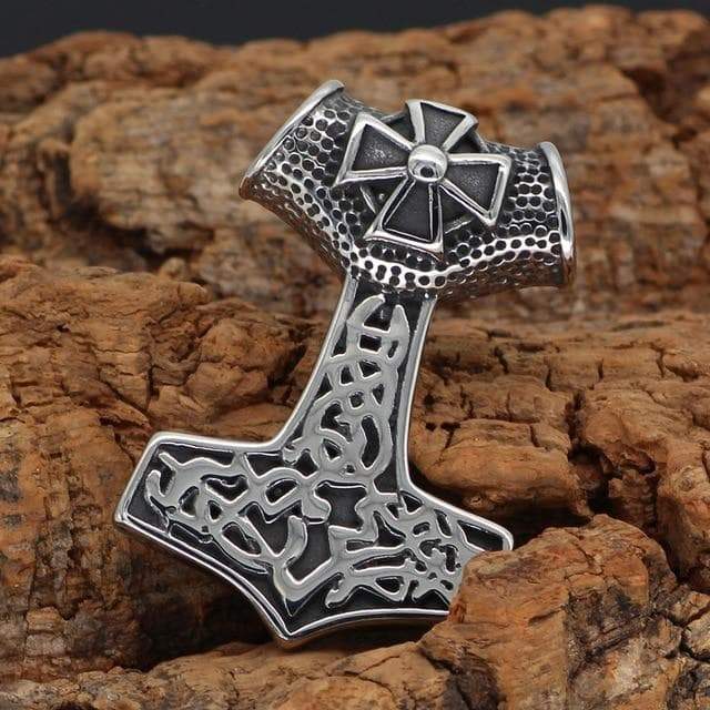 Pendant Necklaces Pendant / 60cm Viking Celtic Cross Hammer Stainless Steel Necklace Ancient Treasures Ancientreasures Viking Odin Thor Mjolnir Celtic Ancient Egypt Norse Norse Mythology