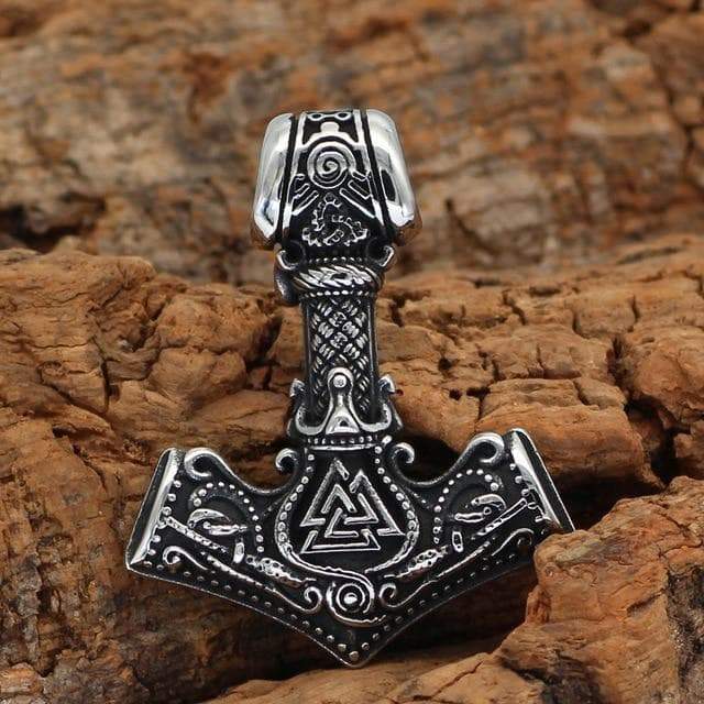 Pendant Necklaces Pendant Only Nordic Stainless Steel Mjolnir Valknut Rune Scandinavian Viking Necklace With Valknut Gift Bag|Pendant Necklaces| Ancient Treasures Ancientreasures Viking Odin Thor Mjolnir Celtic Ancient Egypt Norse Norse Mythology