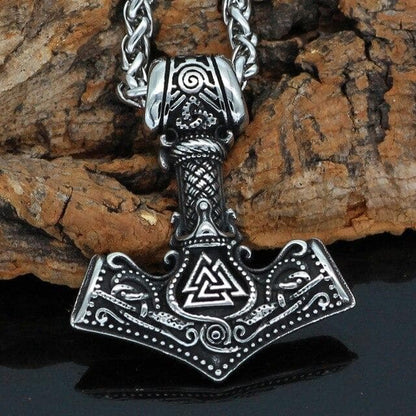 Pendant Necklaces Pendant With Chain Nordic Stainless Steel Mjolnir Valknut Rune Scandinavian Viking Necklace With Valknut Gift Bag|Pendant Necklaces| Ancient Treasures Ancientreasures Viking Odin Thor Mjolnir Celtic Ancient Egypt Norse Norse Mythology