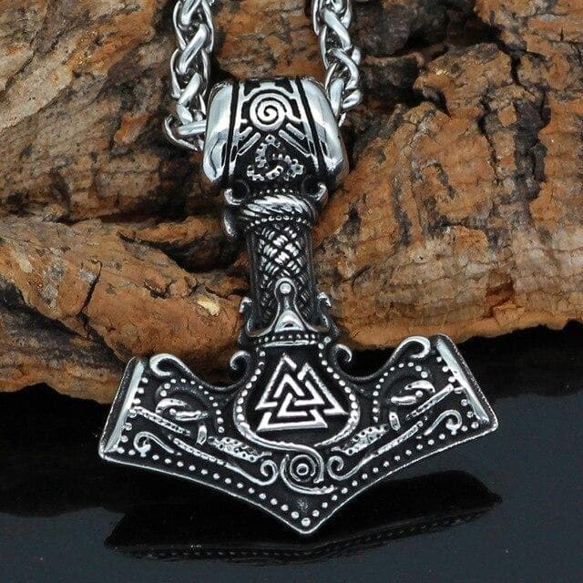 Pendant Necklaces Pendant With Chain Nordic Stainless Steel Mjolnir Valknut Rune Scandinavian Viking Necklace With Valknut Gift Bag|Pendant Necklaces| Ancient Treasures Ancientreasures Viking Odin Thor Mjolnir Celtic Ancient Egypt Norse Norse Mythology