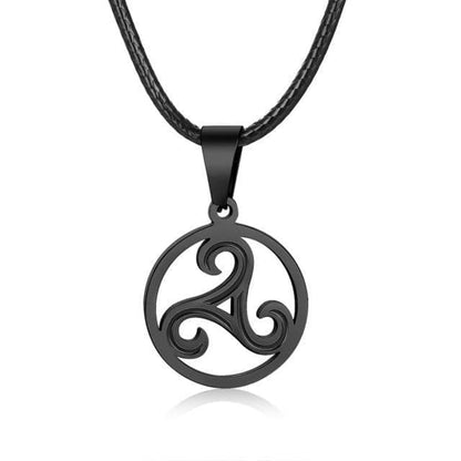 Pendant Necklaces PN-1225B Vnox Retro Men Woman Celtic Triskelion Pendants Necklaces with 60 65cm Black Leather Rope Chain Accessory|Pendant Necklaces| Ancient Treasures Ancientreasures Viking Odin Thor Mjolnir Celtic Ancient Egypt Norse Norse Mythology