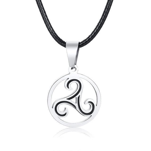 Pendant Necklaces PN-1225S Vnox Retro Men Woman Celtic Triskelion Pendants Necklaces with 60 65cm Black Leather Rope Chain Accessory|Pendant Necklaces| Ancient Treasures Ancientreasures Viking Odin Thor Mjolnir Celtic Ancient Egypt Norse Norse Mythology