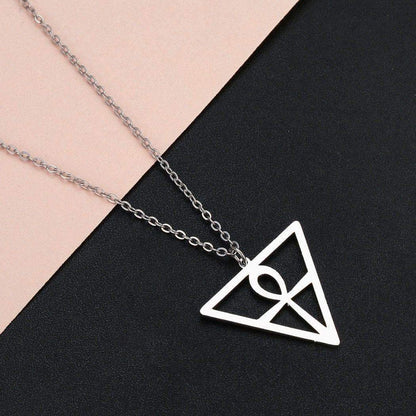 Pendant Necklaces QIMING Geometric Triangle Ankh Necklace For Women Men Stainless Steel Jewelry Religion Egyptian Pendant Necklace Gift|Pendant Necklaces| Ancient Treasures Ancientreasures Viking Odin Thor Mjolnir Celtic Ancient Egypt Norse Norse Mythology