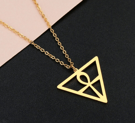 Pendant Necklaces QIMING Geometric Triangle Ankh Necklace For Women Men Stainless Steel Jewelry Religion Egyptian Pendant Necklace Gift|Pendant Necklaces| Ancient Treasures Ancientreasures Viking Odin Thor Mjolnir Celtic Ancient Egypt Norse Norse Mythology